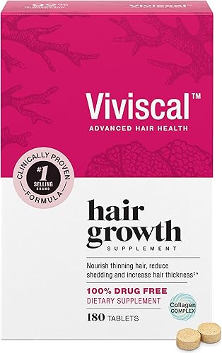 Viviscal Hair Growth Supplements for Women, Thicker Fuller Hair Support for Thinning Hair and Hair Loss, with Biotin and Marine Collagen, Drug-Free,