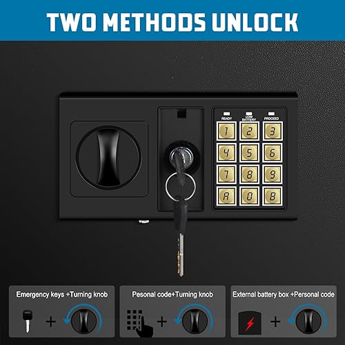 Miniatura 5 de Caja fuerte de depósito digital, caja fuerte de depósito con teclado grande, ranura gruesa, llaves de acero de respaldo