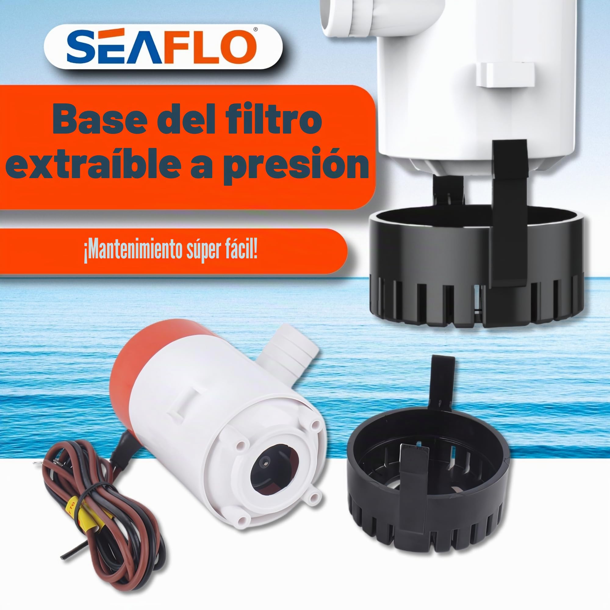 Seaflo Bomba de sentina de 12 V 500 GPH Seaflo