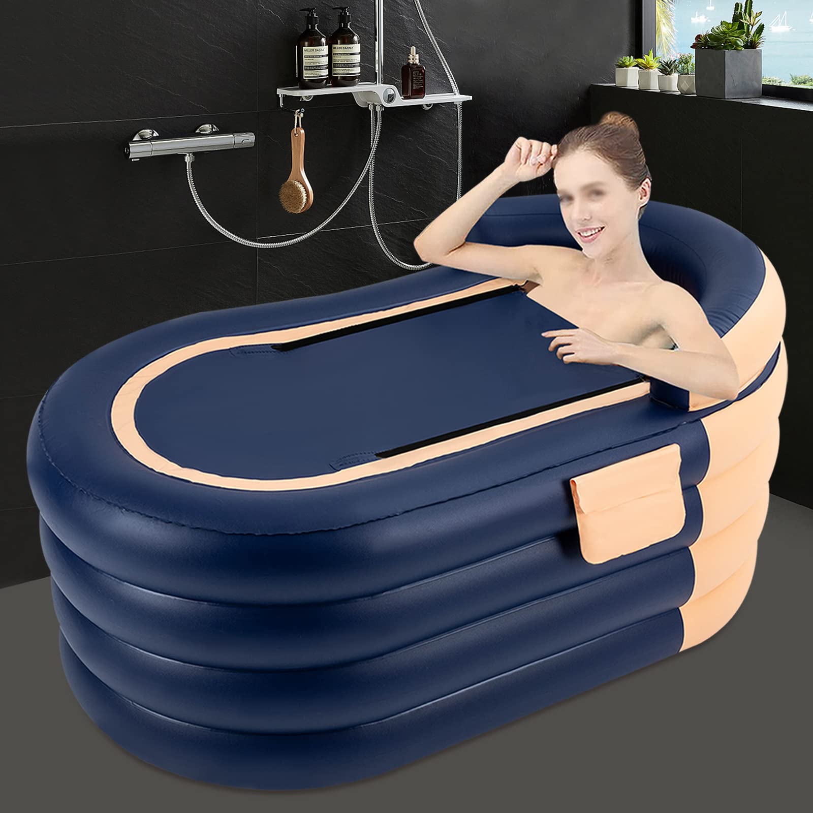 Baignoire gonflable de qualité supérieure pour adulte [Baignoire pliable] - XXL gonflable avec jacuzzi et protection antidérapante - Jusqu'à 100 kg/1,8 m - PVC épais (350 g) pour l'intérieur et