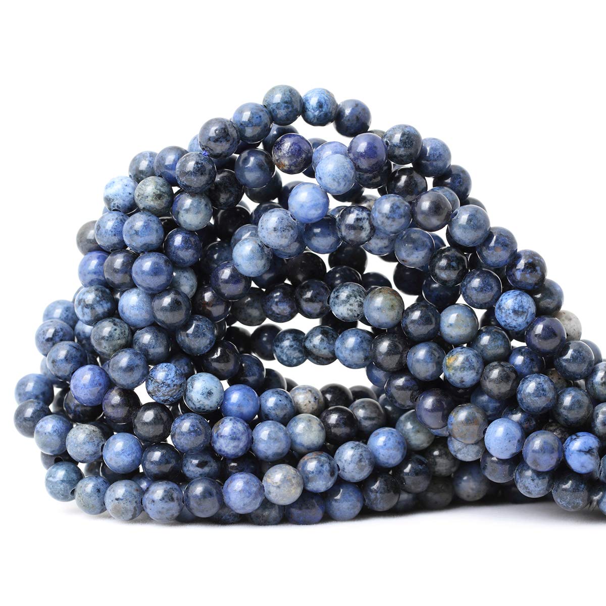 CHEAVIAN 60PCS 6mm Natural Dumortierite Gemstone Round Loose Stone Beads for Jewelry Making Crafts Design 1 Strand 15"