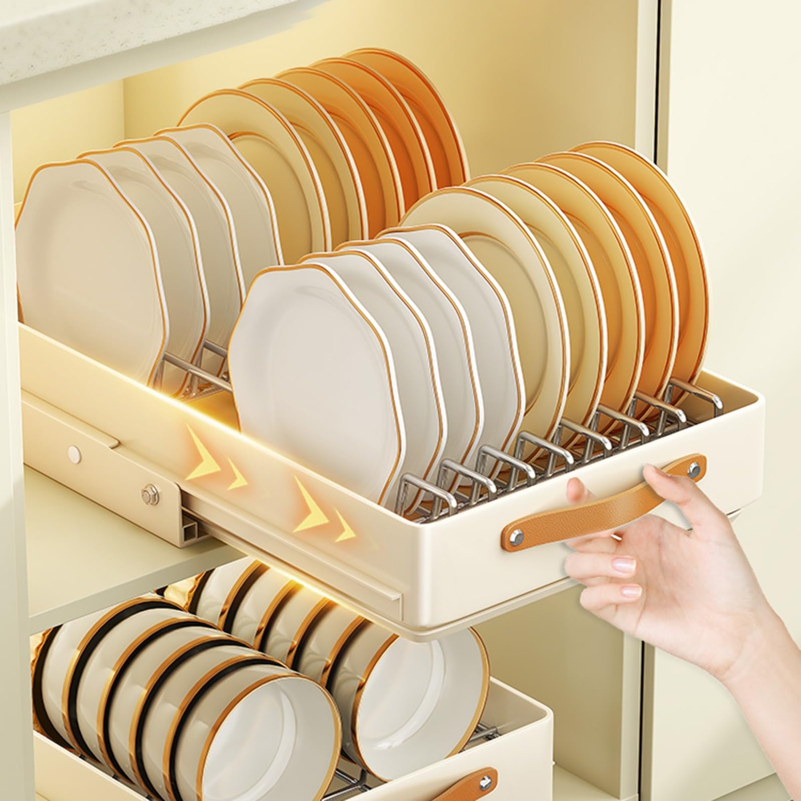 SanzIa Organizador de Armario Extraíble Fijado con Nano Film Adhesivo, Almacenamiento y Organización Estantes de Despensa Deslizables Cajón Deslizante Estante de Despensa para Cocina