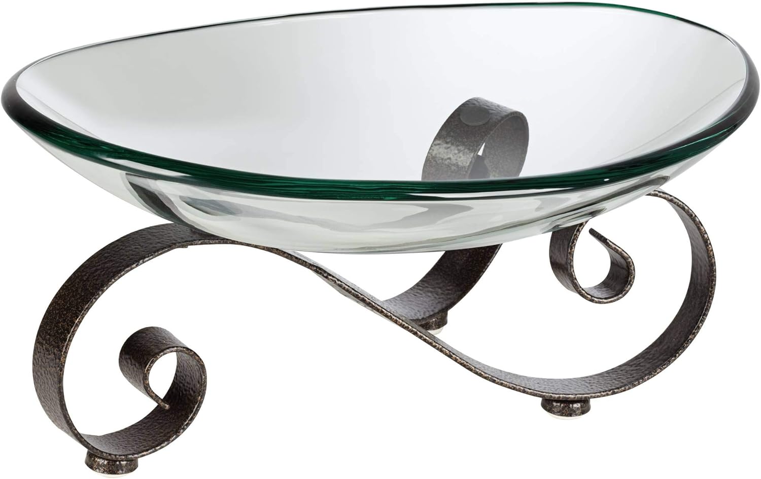 Kensington Hill Rayden Iron Scroll Stand with Oval Glass Bowl