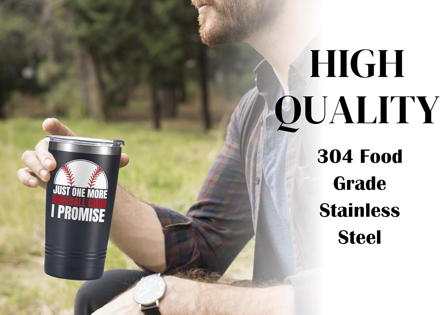 Onebttl Card Collector Gifts for Men - Baseball Card - 20oz/590ml Stainless Steel Insulated Tumbler with Straw - Birthday/Christmas Gift - Just One More