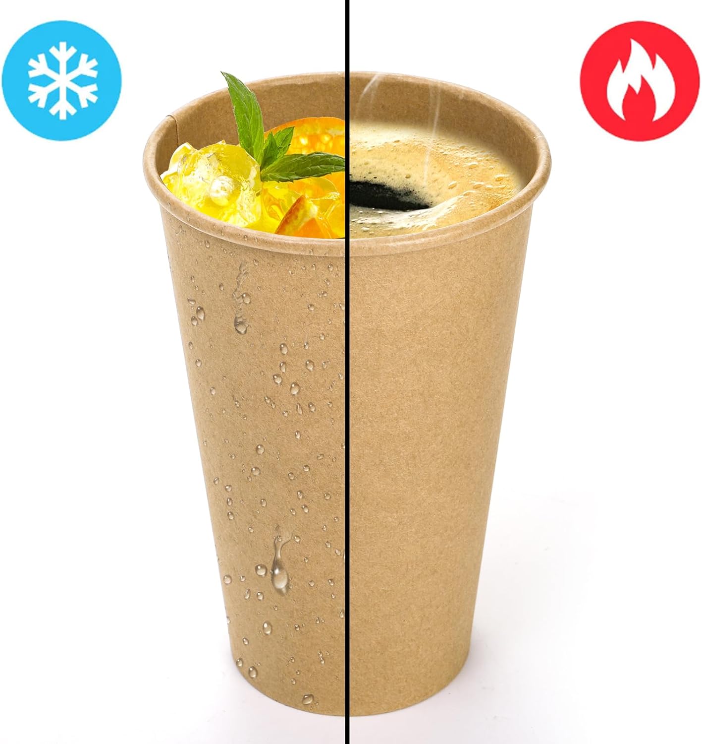 180 Pack 16 Oz Paper Coffee Cups, Kraft Disposable Brown Paper Cups, Unbleached Leak-proof Hot Drink Cup Water Beverage Juice Drinking Container for Home, Party, Office, Cafe - Image 4