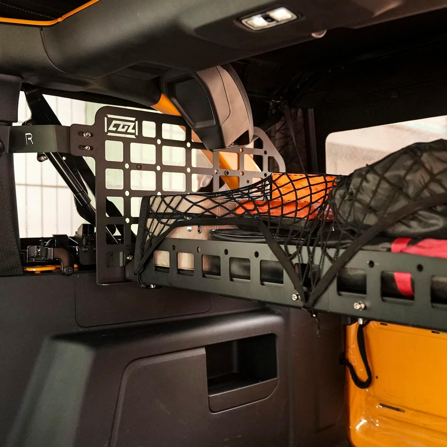 ITrims Trunk Organizer, Rear Cargo Racks, Hanging Modular Storage Basket Panel, Black Aluminum Alloy Boards Organizer Kit for Ford Bronco 2021 2022 2023 Interior Luggage Carrier (Side+Center Shelf)