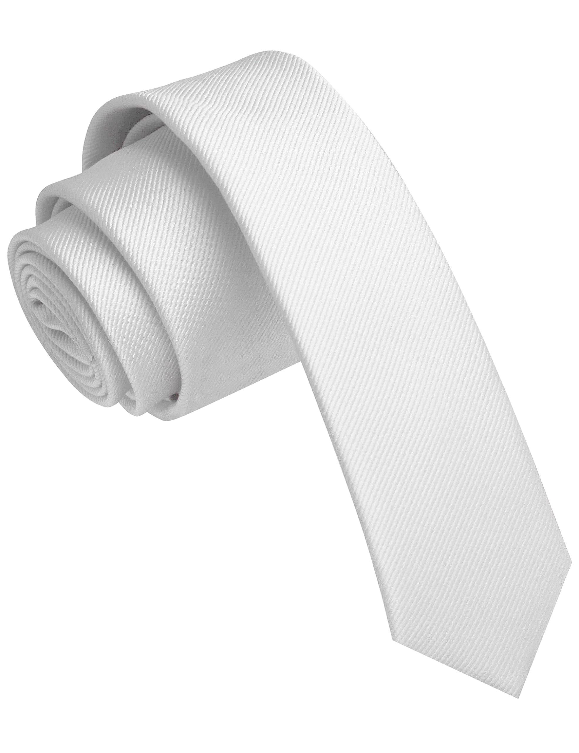 JEMYGINS 1.58" White Tie Silk Skinny Ties for Men Slim Necktie(4cm)