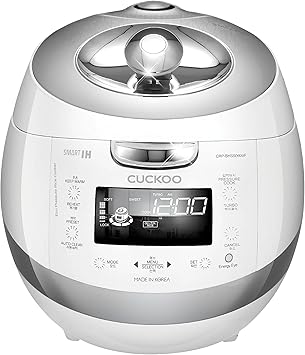 CUCKOO High Pressure Rice Cooker 6-Cup Uncooked / 12-Cup Cooked with Induction Heating Technology, Versatile Rice Maker with 16 Menu Options and Steam Plate, Voice Guide, White (CRP-BHSS0609F)
