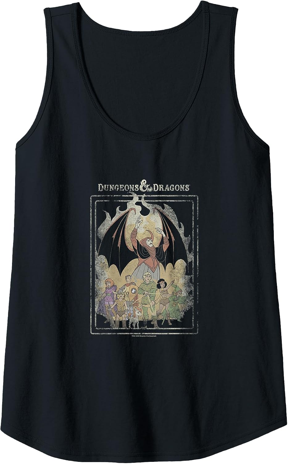 Dungeons & Dragons Group Shot Retro Flames Tank Top