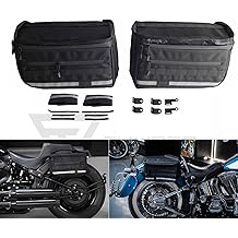 Universal Saddlebags Saddle Luggage Storage Bag Compatible with Harley Softail Dyna Street Bob Wide Super Glide FXR FXLRS Low Rider S Sportster, With Reflective Strips, 30L(7.9 Gallons)