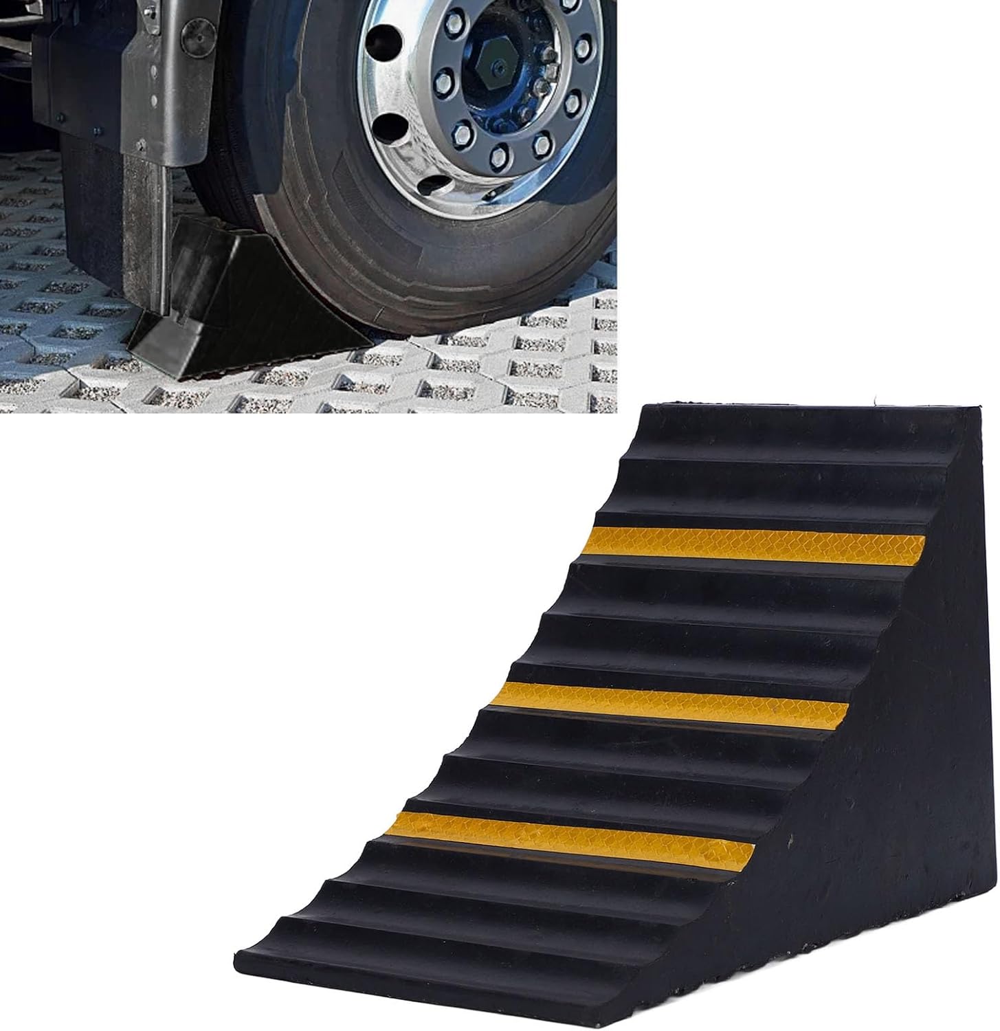 Heavy Duty Rubber Wheel Chocks, RV Wheel Chock for Front or Back Tires, Non Slip Design, Tire Chock for Car, Travel Trailers, RV, Truck, and ATV, 3 to 5 Tons Load Capacity