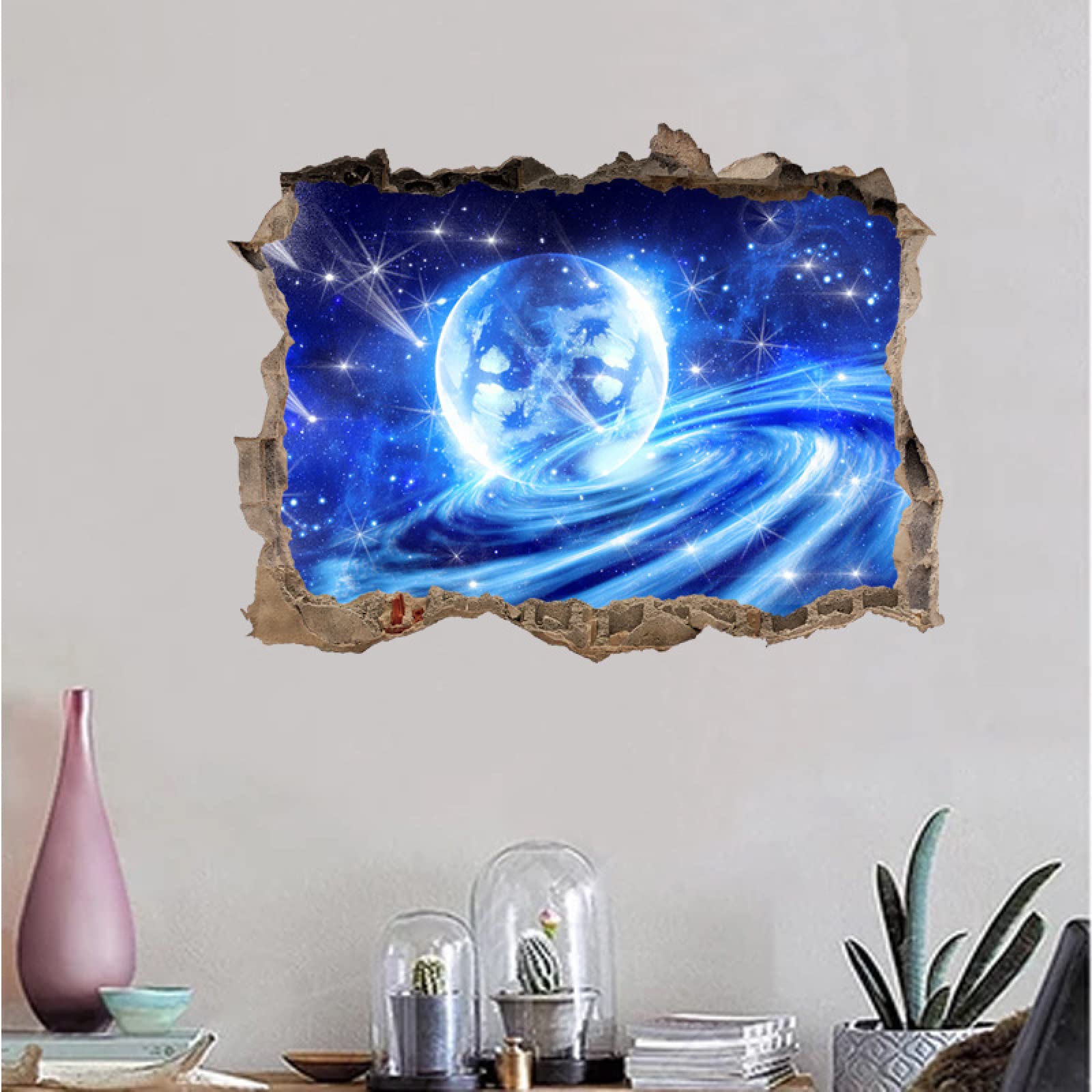 Planeta Calcomanía Rota 3D, Espacio Adhesivo Extraíble De Vinilo Para Despegar Y Pegar, Universo Tatuaje De Pared Niñas Niños Dormitorio Guardería Habitación Decoración Para El Hogar 75x113cm