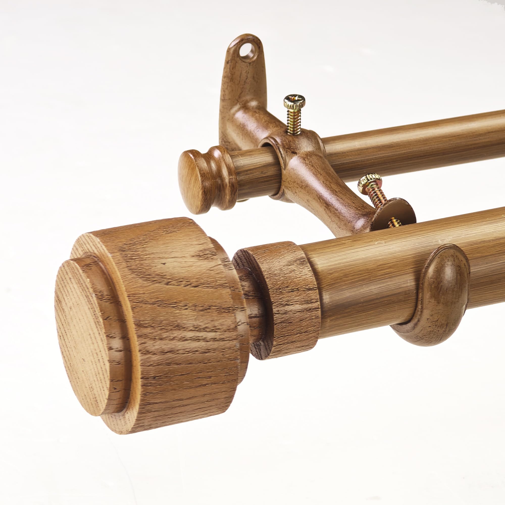 Asta Per Tende Regolabile In Finto Legno Diametro 2,5 Cm Con Terminali A Foglia, Da 182 A 350 Cm, Colore Venato