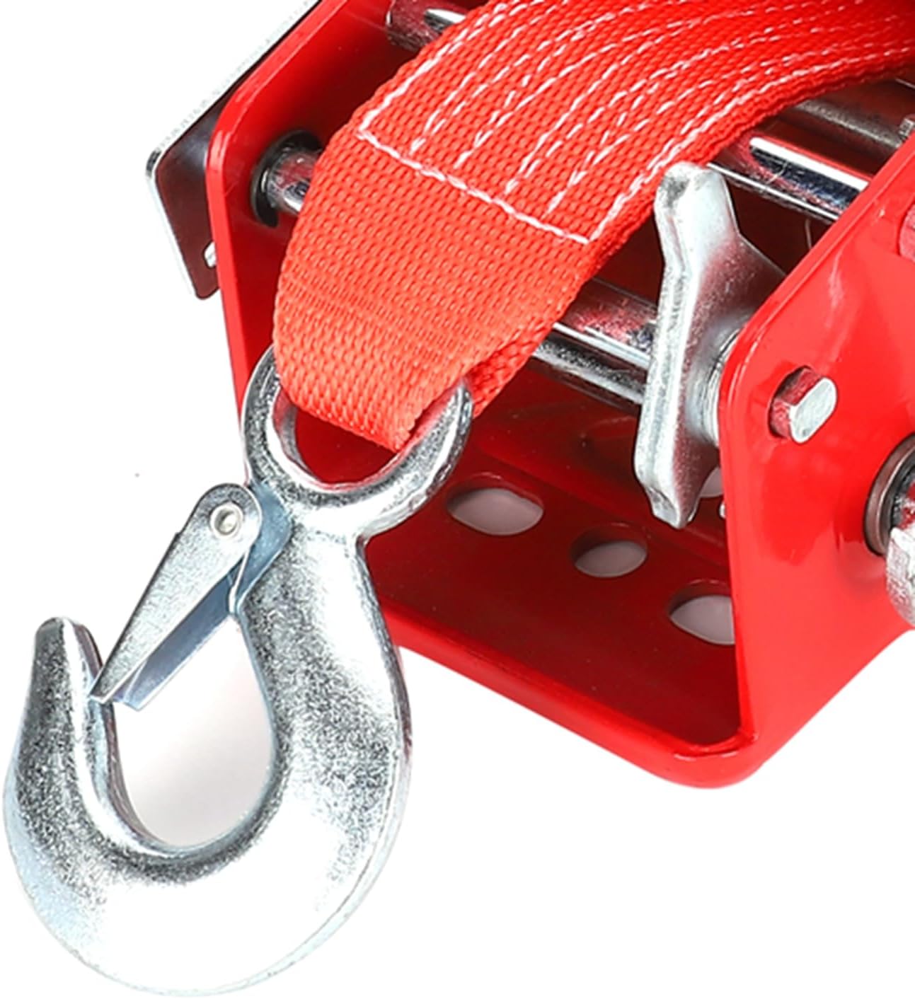 Hand Winch, Manual Trailer Winch Boat Winch 3500 LBS with 32.8FT Strap for ATV Marine Trailer Towing Load Pulling (Red)