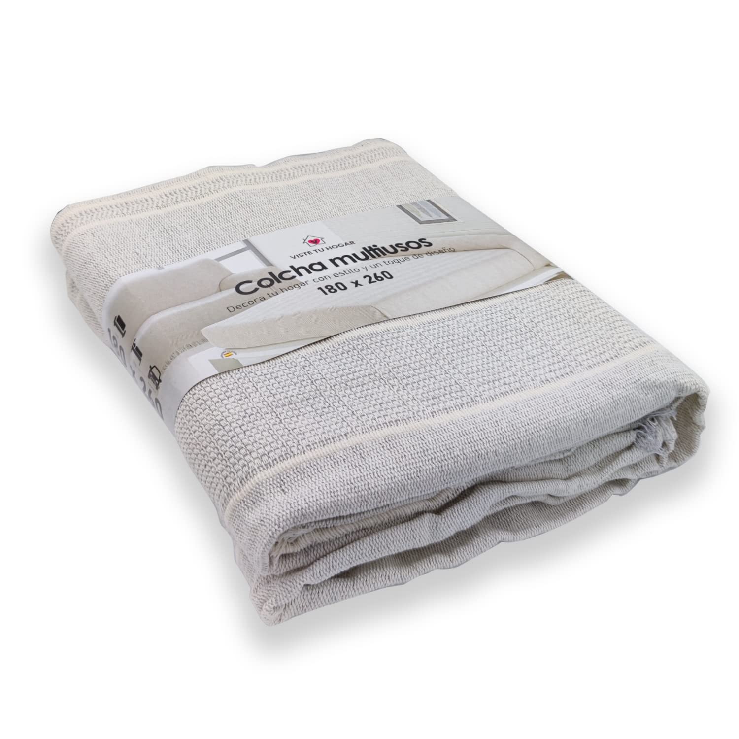 Viste tu hogar 230x260cm Colcha 100% Algodón Extra Suave para Cama 120/135, Colcha Multiuso para Sofa y Cama, Manta Sofá, Cubre sofá, Plaid Sofa, Plaid Cama - Gris A
