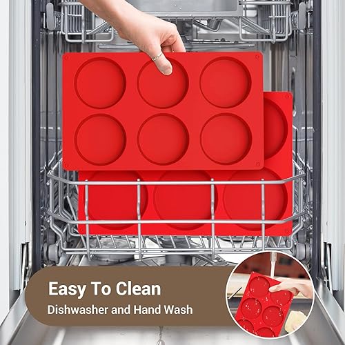 Miniatura 8 de Redfly Moldes de silicona para huevos para sándwiches de desayuno, 3 unidades, antiadherentes de 4 pulgadas, moldes para hornear magdalenas de