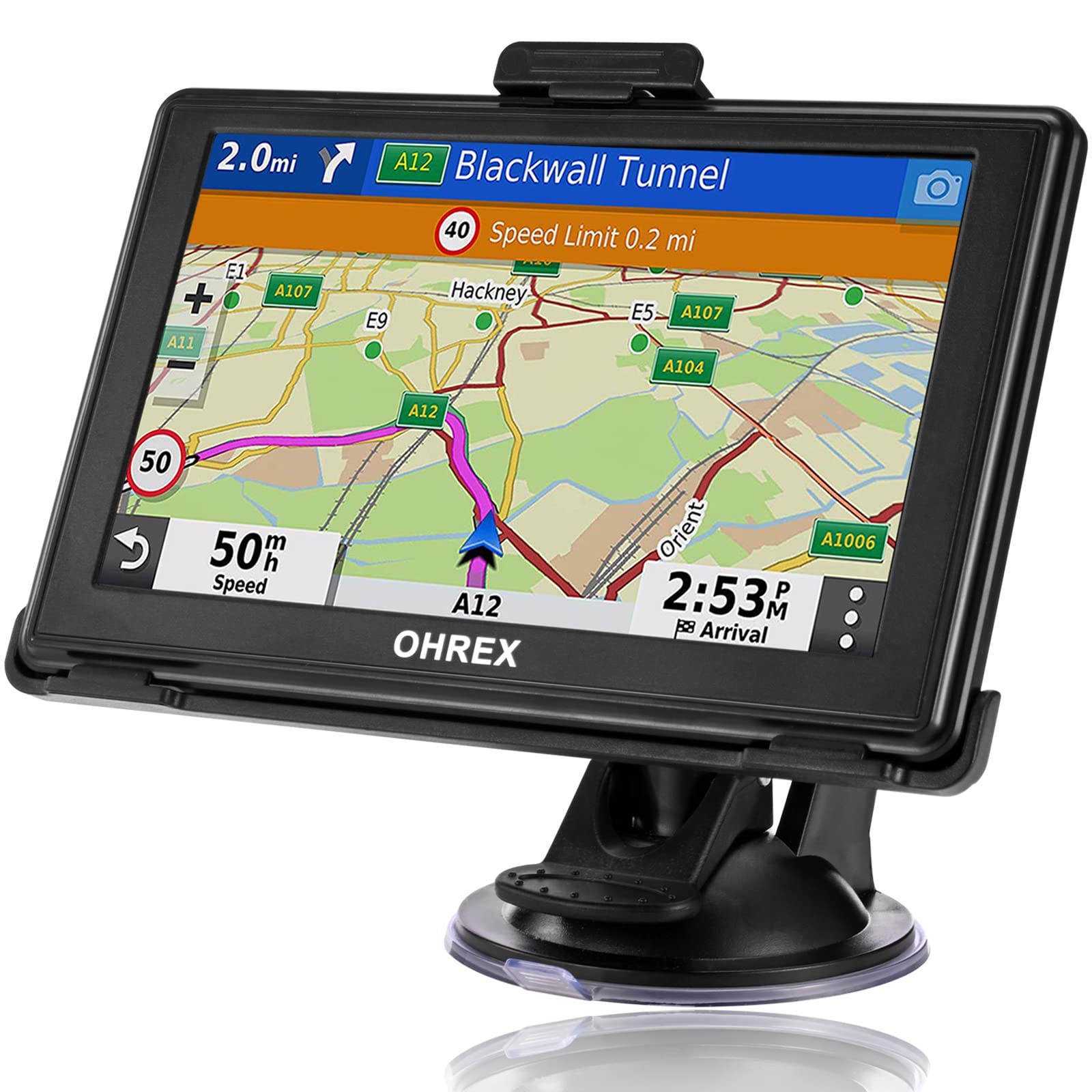 OHREX GPS Navigator for Car Truck RV 2025,Truck GPS Commercial Drivers,Large 5”Trucker GPS,Latest 2026 Map with Free Lifetime Updates,Custom Routing,Driver Alerts — view 2