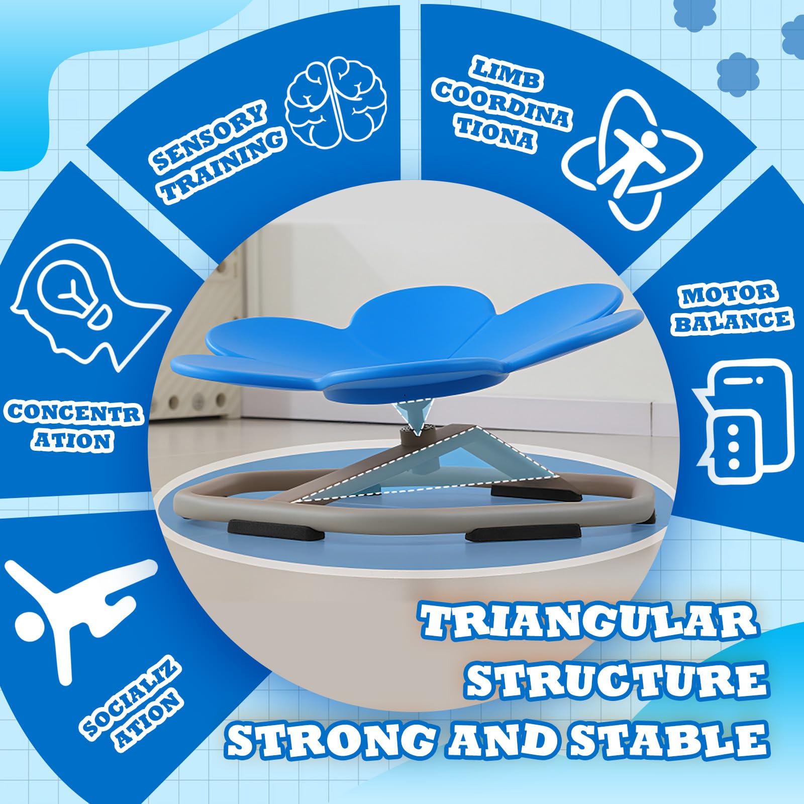 Carrusel Autismo Silla giratoria para niños,Silla Giratoria Sensorial de 360°,Juguete para Autismo,TDAH Herramienta de Entrenamiento,Coordinación física y Equilibrio,Silla de Equilibrio