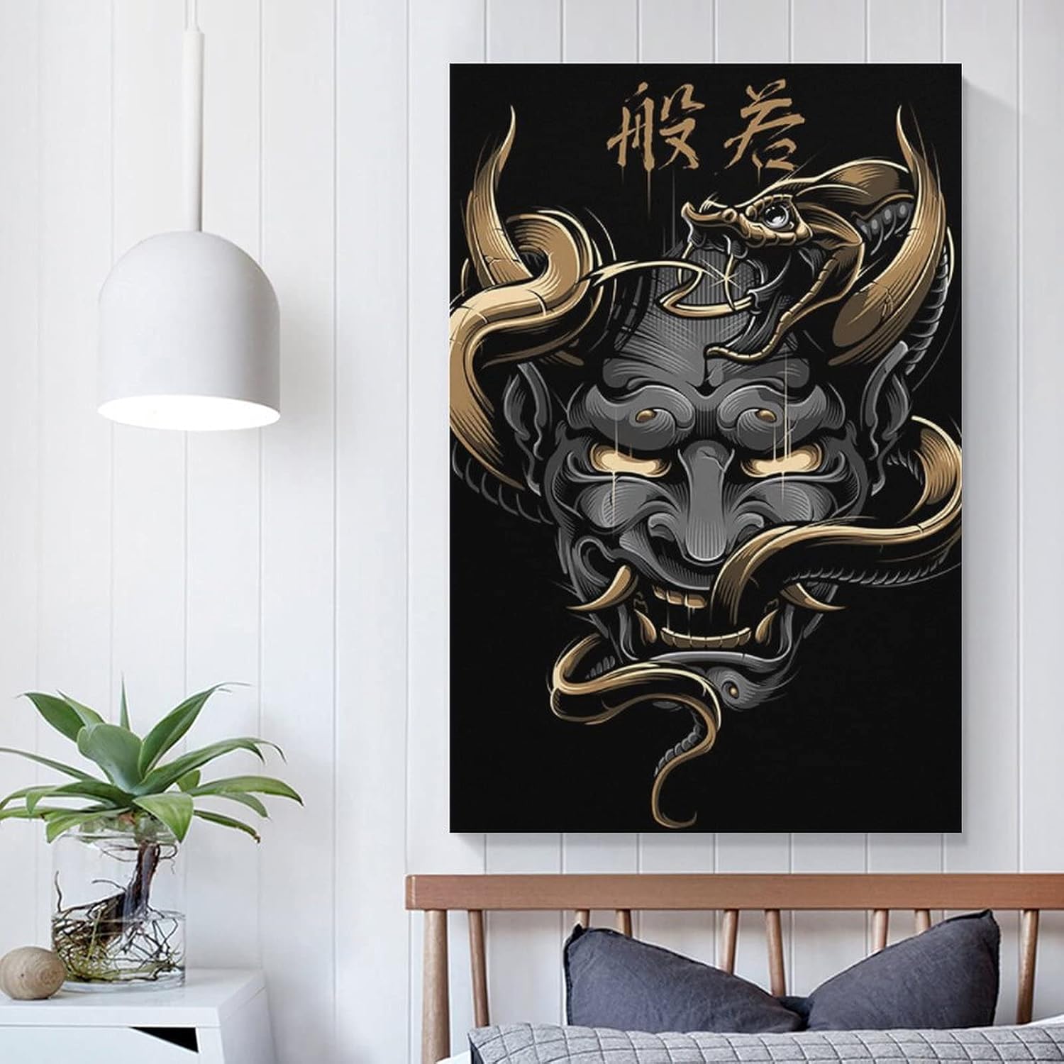 Amazon Com Poster Frame Japanese Tattoo Art Poster Hannya Oni Japanese Samurai Mask Art Japanese Demon Canvas Poster Wall Art Paintings For Bedroom Living Room Decor 16 24inch 40 60cm Unframe Style1 Posters Prints