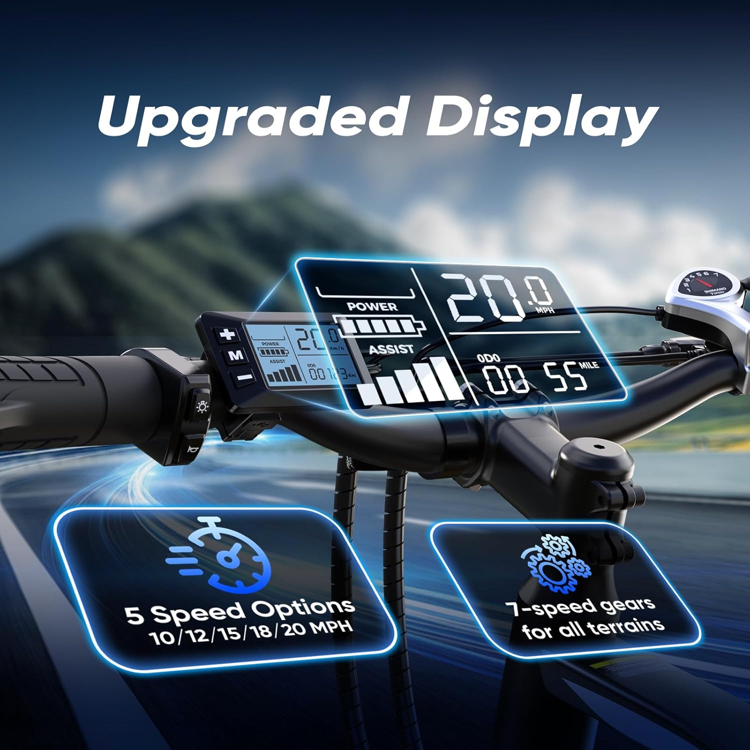 Electric Bike - Electric Bike for Adults 500W/750W, Up to 55 Miles, 20MPH Electric Mountain Bike, 26'' Tires Lightweight E-Bike for Commuting Mountain Road Sand