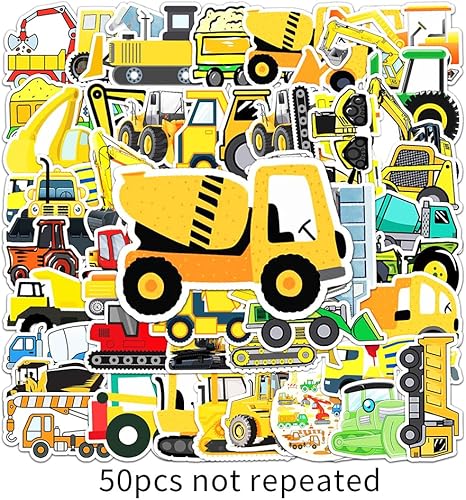 Miniatura 7 de Calcomanías de camión de construcción, 50 unidades, calcomanías de vinilo impermeables para vehículos de construcción, para adultos, adolescentes,