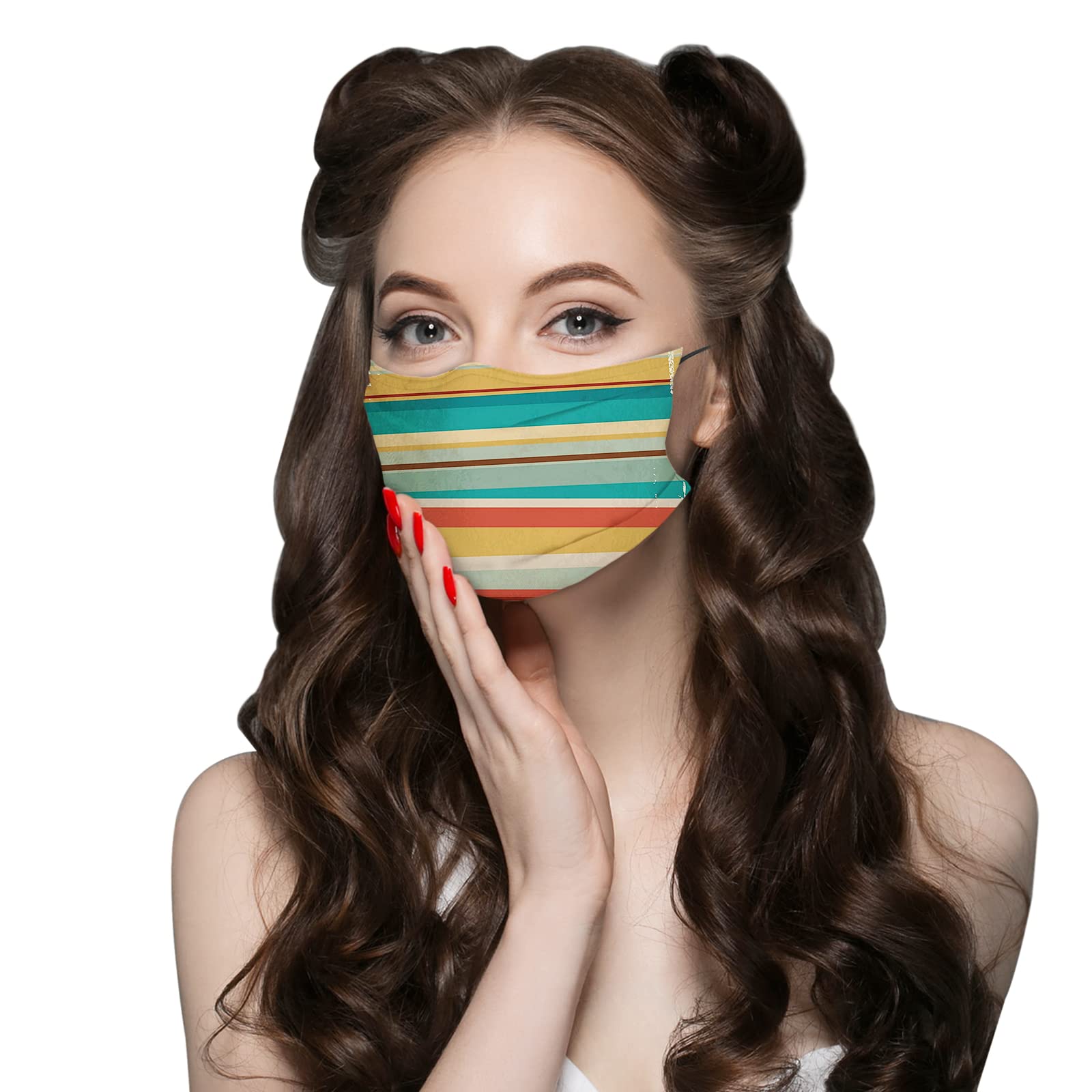 Reusable Face Masks by FULIYA,Geometric Simplicity Pattern with Irregular Rounds Spots,Bandana Balaclavas Adjustable Ear Loops for Men and Women with Filters,Blue and Pink