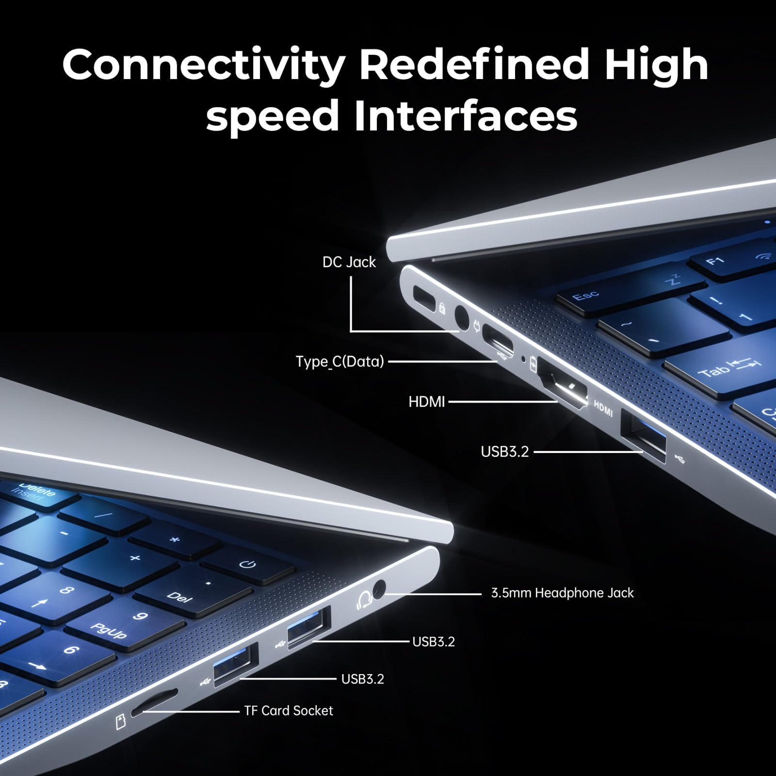 Ryzen 4300U 16 Inch Laptop (up to 3.7 GHz), Higher than 3500U/3200U/N150/N97, 16GB DDR4 512GB SSD M.2 NVME (2TB Extension), WiF 5, BT5.0, HDMI, Type C, Office and Study Laptop - 5