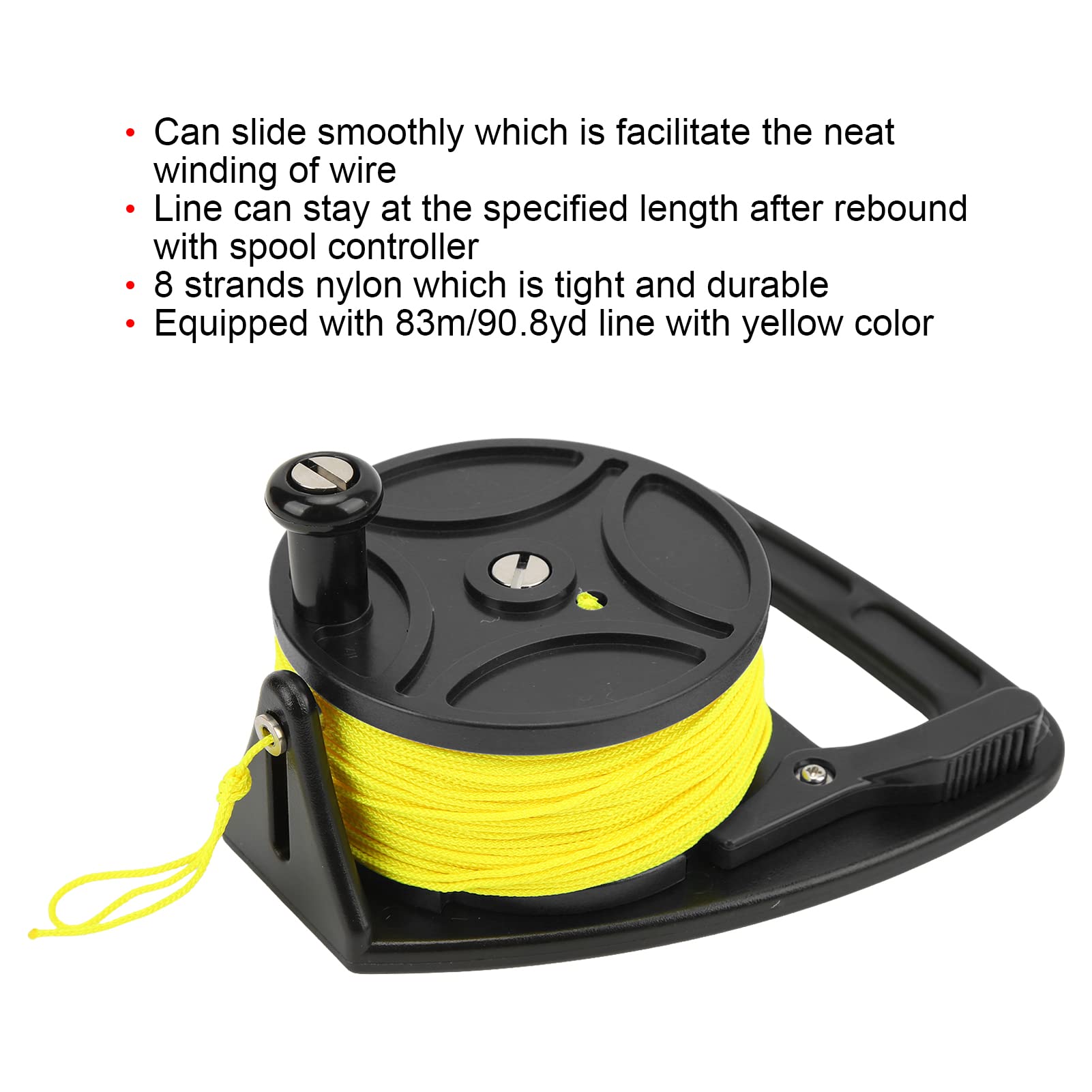 Diving Reels, Spool Finger Reel Anchor Rope Spool Multi Purpose with Retractable Yellow Wire for Cave Exploration Diving Snorkeling (black)