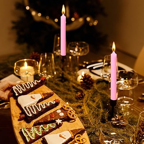 Miniatura 3 de Juego de 4 velas cónicas negras de 8 pulgadas, sin goteo y sin humo, candelabros altos, cena en casa, fiesta, boda, Halloween, iglesias, velas de