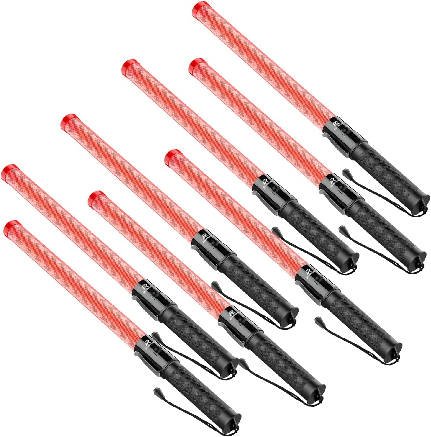 8 Pack Traffic Wand, Led Traffic Control Baton, Safety Light Wands with 2 Flashing Modes, Air Marshaling Signal Wand with Side Clip for Airport, Parking, Car Directing, 21Inch