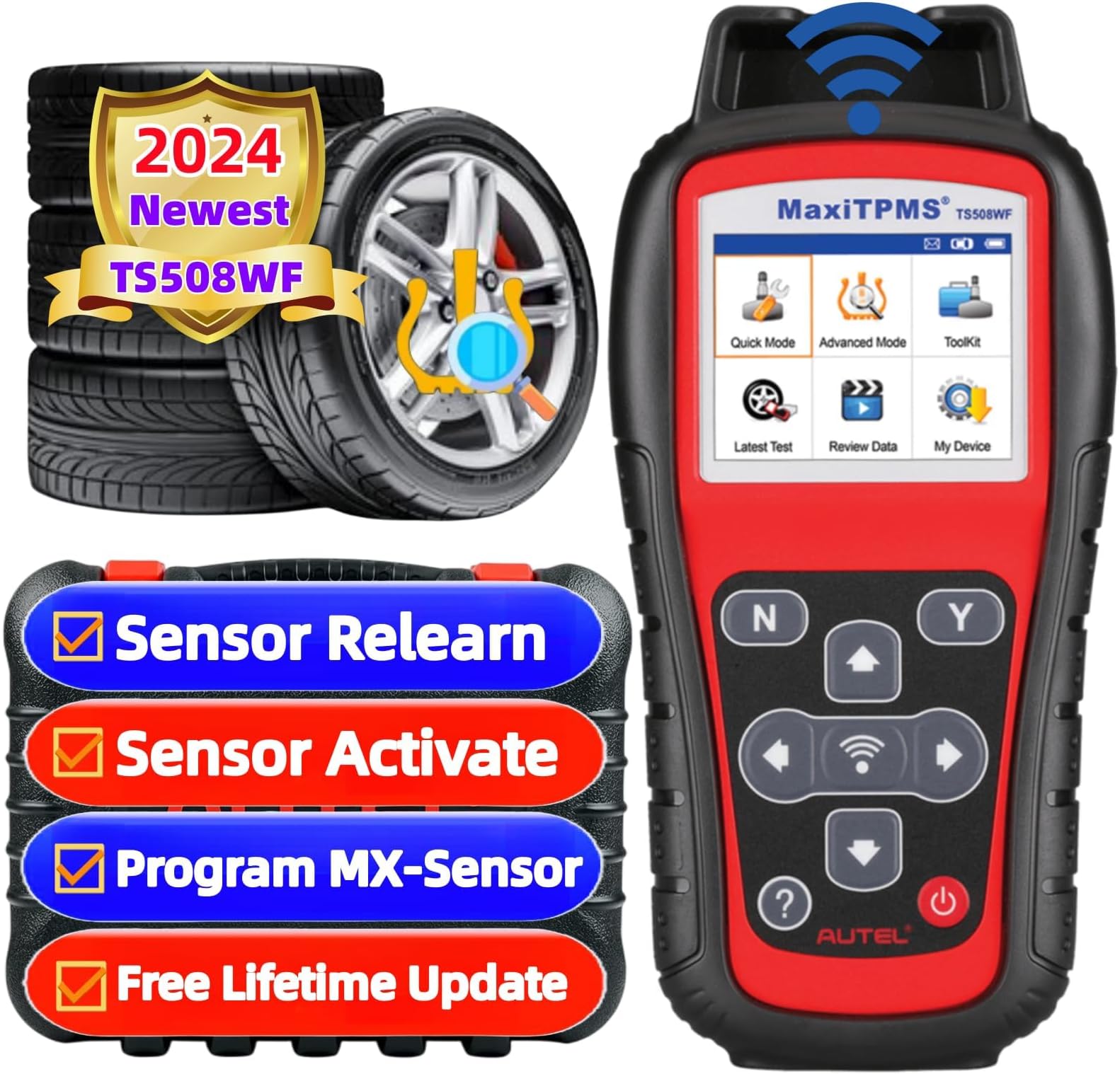 AutelMaxiTPMS TS508WF TPMS Programming Tool, Upgraded of TS508K TS508 TS408S TS501, TPMS Diagnostic Reset Relearn Activate All Sensors, Program Autel MX Sensor 315/433MHZ