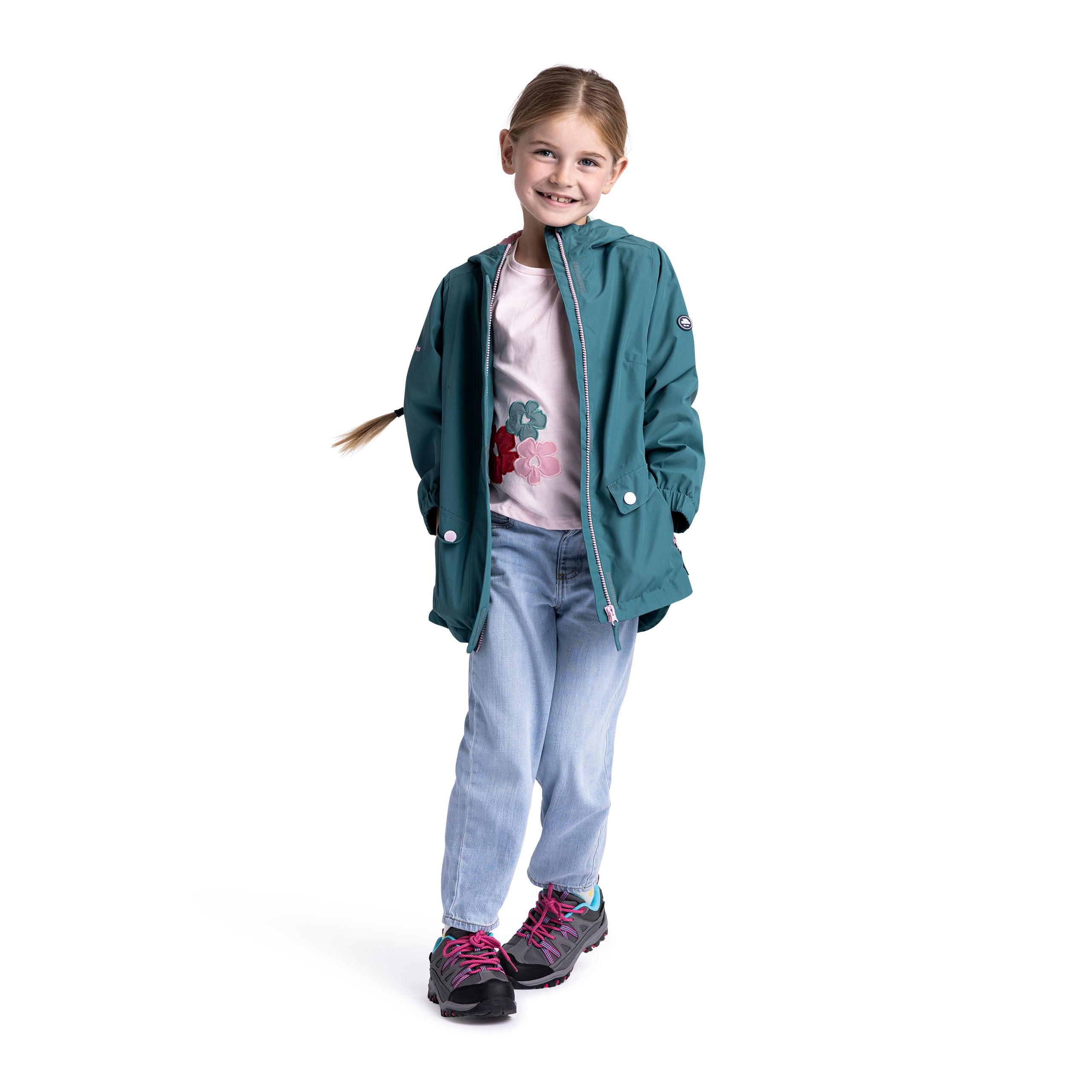 Trespass Girls Green Kids' Flourish Waterproof Jacket in Size 5 - 6 Years, Sports Direct