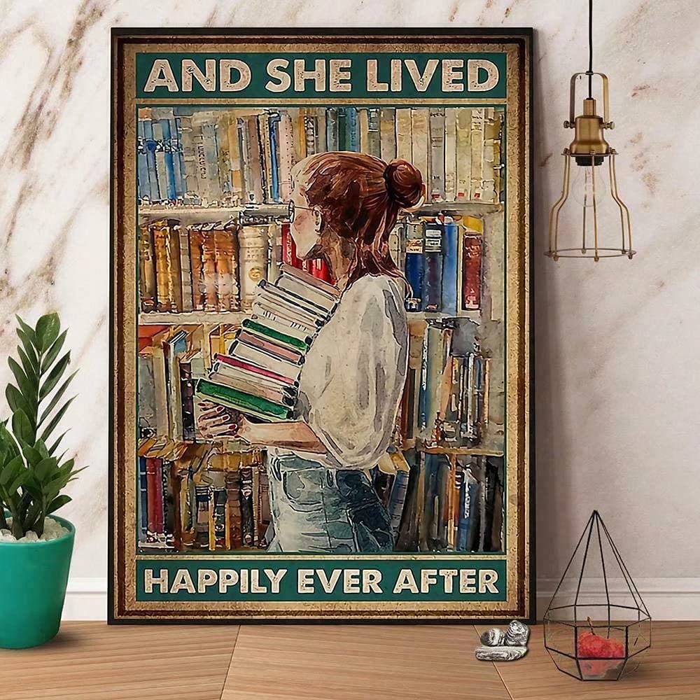 Tin Sign Library Girl Nostalgic Tin Signs Funny Poster Art Wall Decor for Pub Bar Vintage Wall Stickers 8x12 Inch