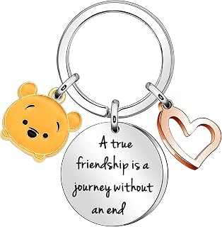 A True Friendship is A Journey Without an End Keyring - Cute Friendship Keyring Gift for Daughter, Niece, Friend, Girls (Yellow Pooh)