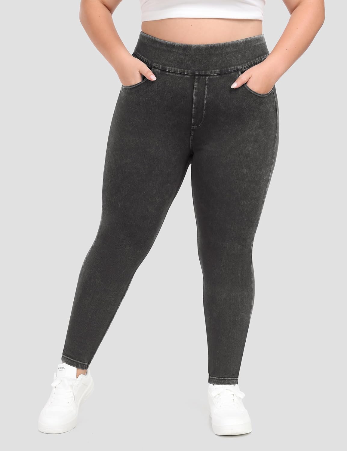 IUGA Stretchy Jeans for Women High Waist Jeggings Tummy Control Skinny Jeans Pull on Leggings with Pockets Trendy Casual