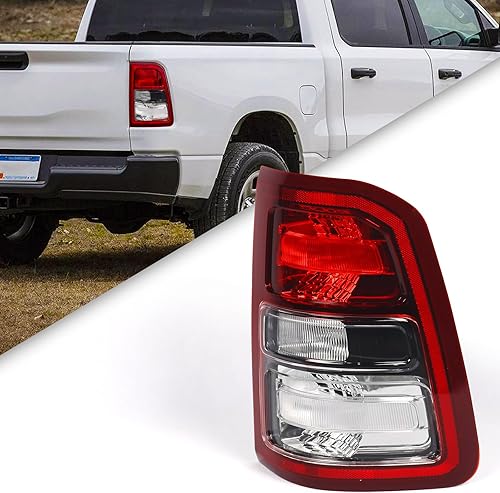 Miniatura 1 de Luces traseras compatibles con Dodge Ram 1500 2019-2023 sin detección de punto ciego luz trasera derecha del lado del pasajero, bisel negro con