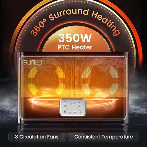 Miniatura 3 de SUNLU Caja secadora oficial para filamentos de impresora 3D S4, capacidad para 4 carretes, 3 ventiladores de circulación, calentador PTC de 350W,