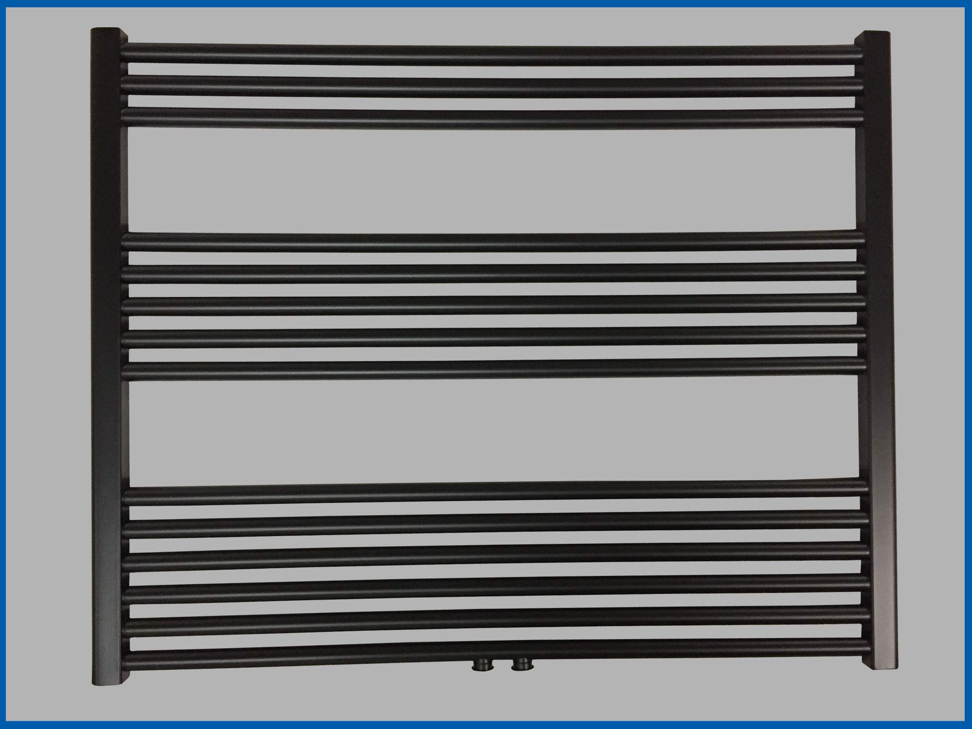 Radiador de baño SMYRNA PLUS, negro mate, 1000 x 800 mm. Secador de toallas de mano con conexión central
