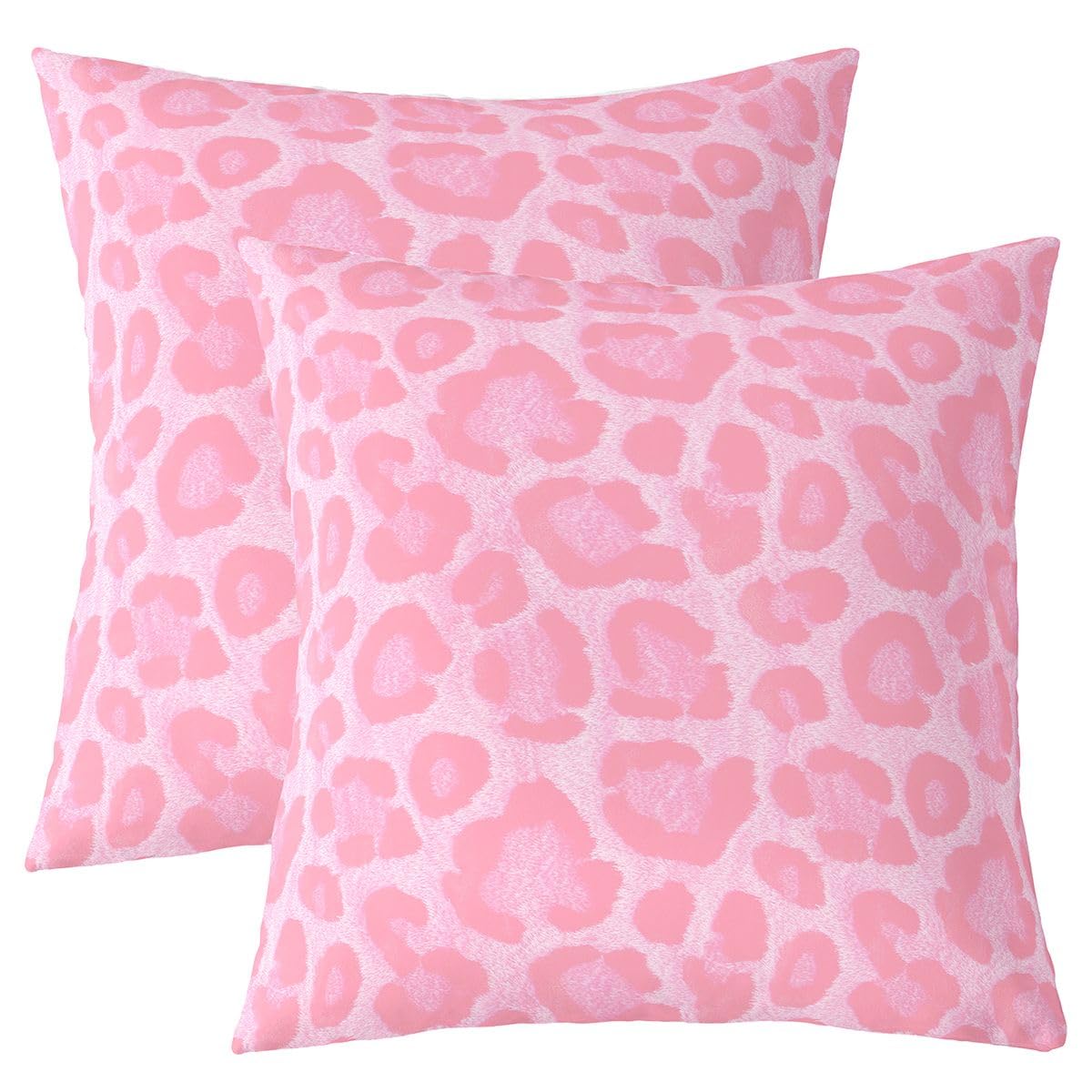 Homemissing Leopard Print Pack of 2 Cushion Covers 60x60 cm Pink