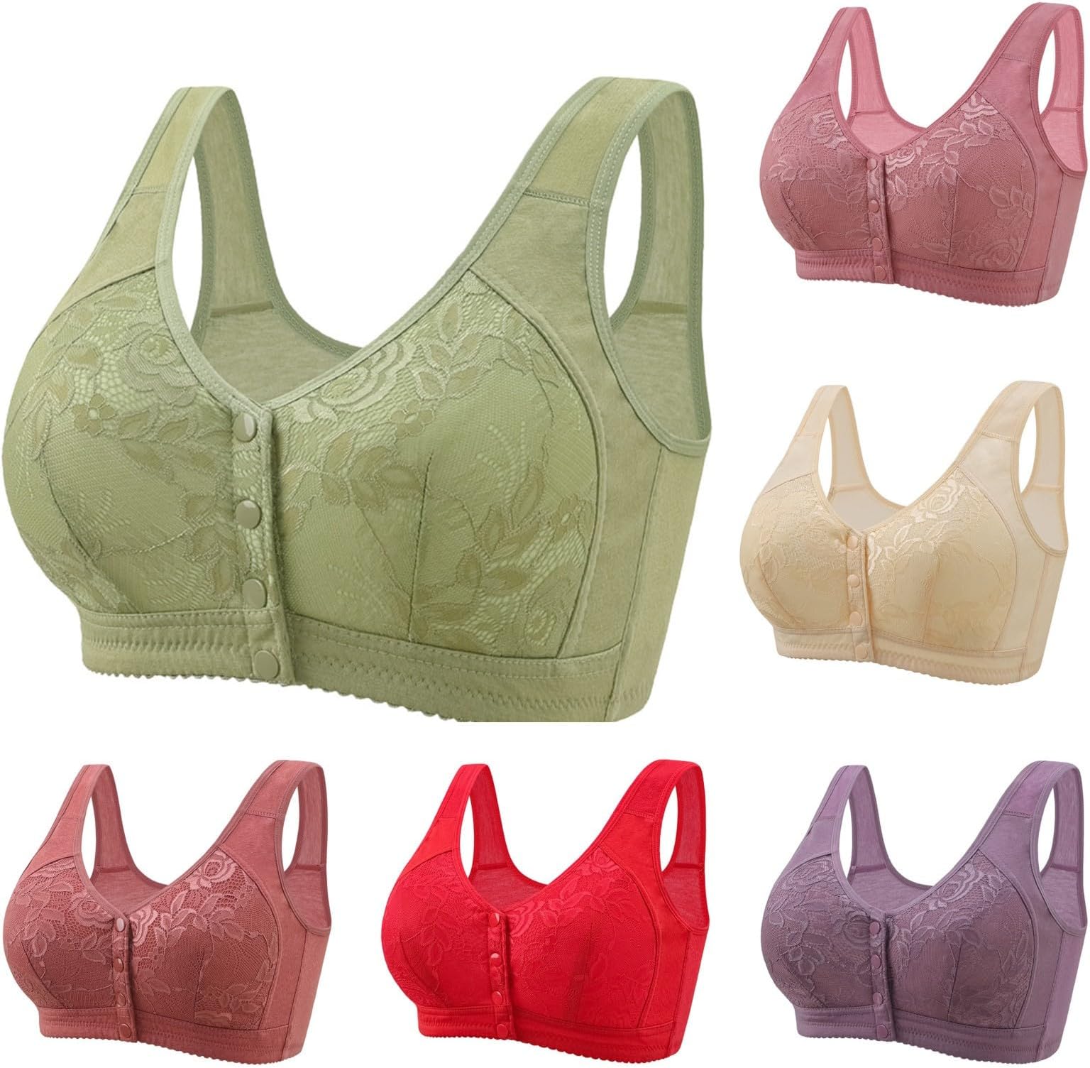 Daisy Bras for Older Women UK Front Closure No Underwire Push Up Plus Size Bra Comfy Convenient Breathable Everyday Soft Lingerie High Support Underwear
