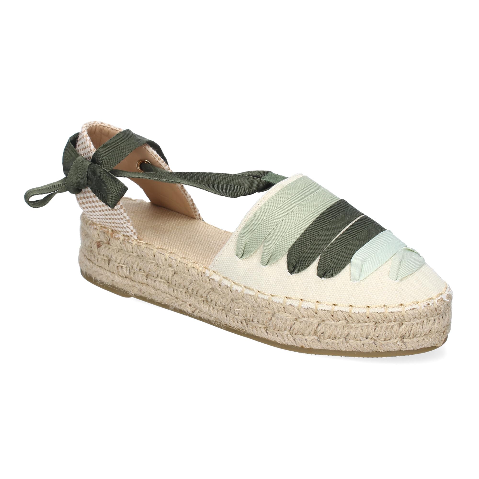 Alpargarta Plana Estilo Valenciana para Mujer, Comodas y Elegantes, Diseno Moderno con Cintas en la Pala Decorativas y Cierre de Cintas al Tobillo, Ideales para Primavera-Verano.