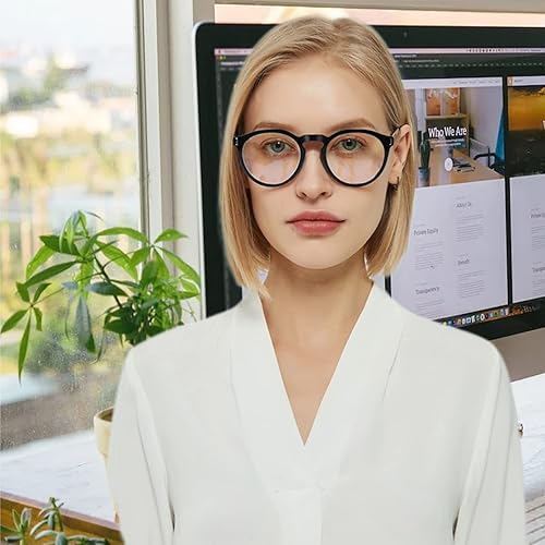 Miniatura 6 de Kerecsen Gafas de lectura, paquete de 5 lentes de lectura grandes y redondos, lentes de bisagra de resorte de calidad para leer