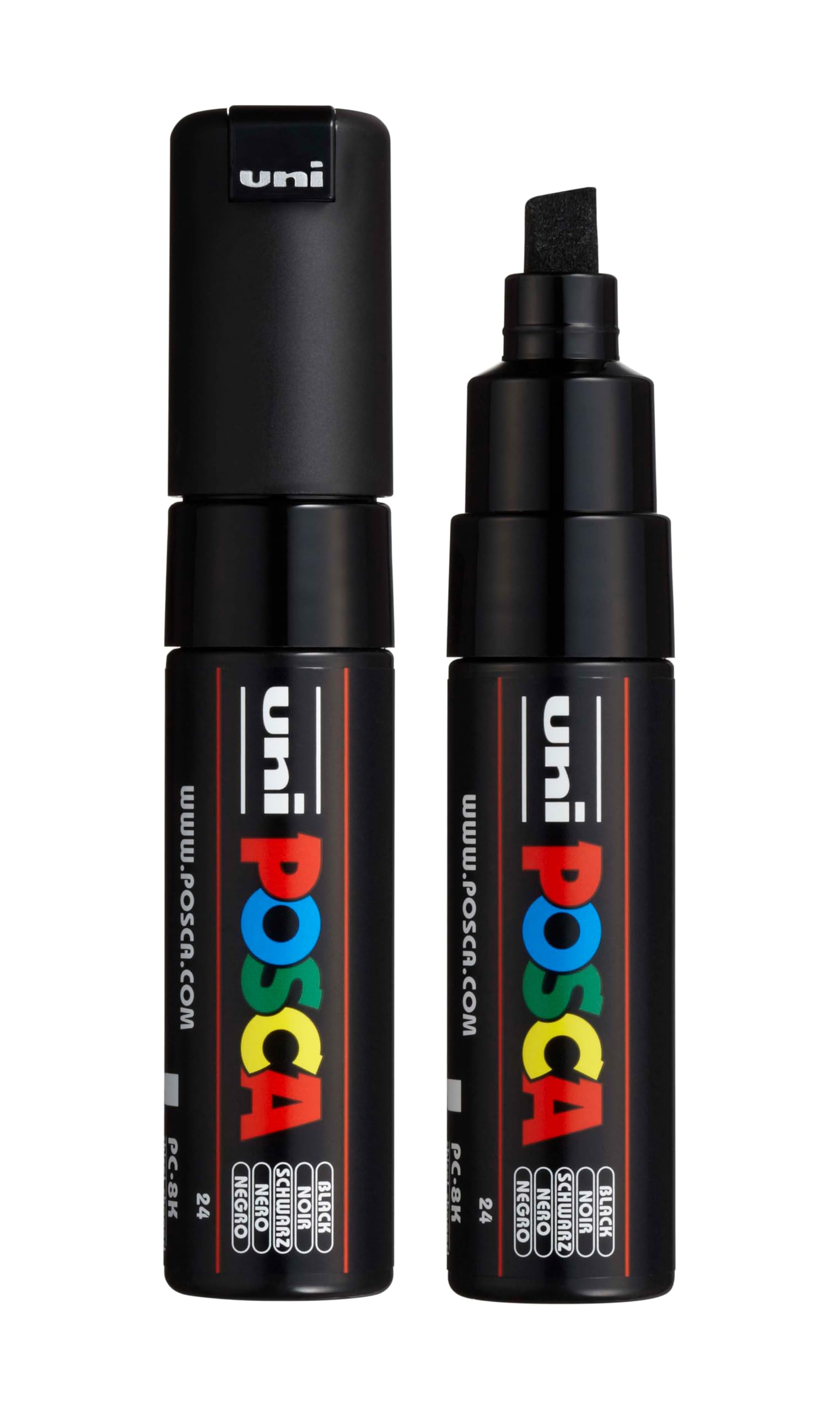 uni PC-8K Water-Based Paint Markers, Broad Tip (8mm), Black, 2 Count
