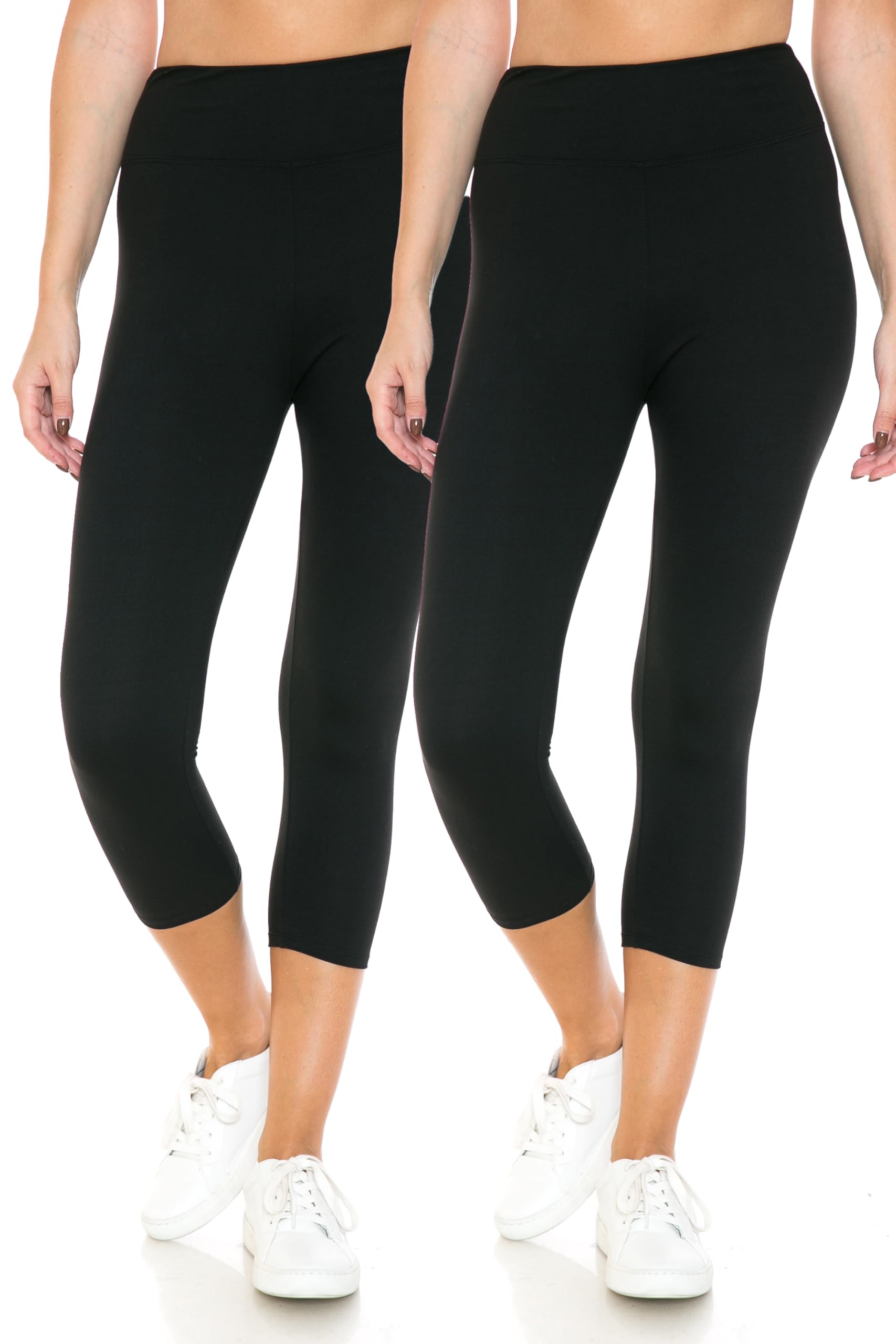 Leggings Depot ActiveFlex Legginsy z wysokim stanem dla kobiet – Capri i pełna długość legginsy damskie, czarny, 2 sztuki., XL