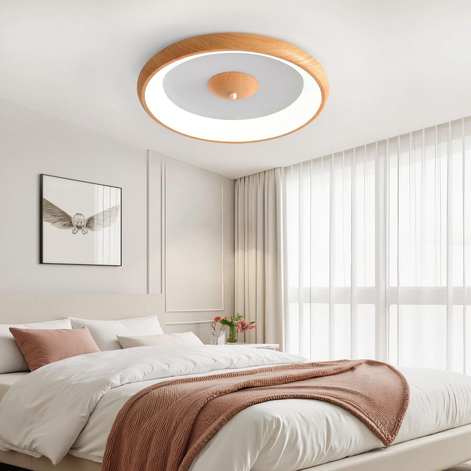 Lámpara de Techo Moderna, Plafones para Techo Madera, 30W Plafon LED Blanco Luz Techo para Oficinas, Salones, Dormitorios, Cocinas, Pasillos