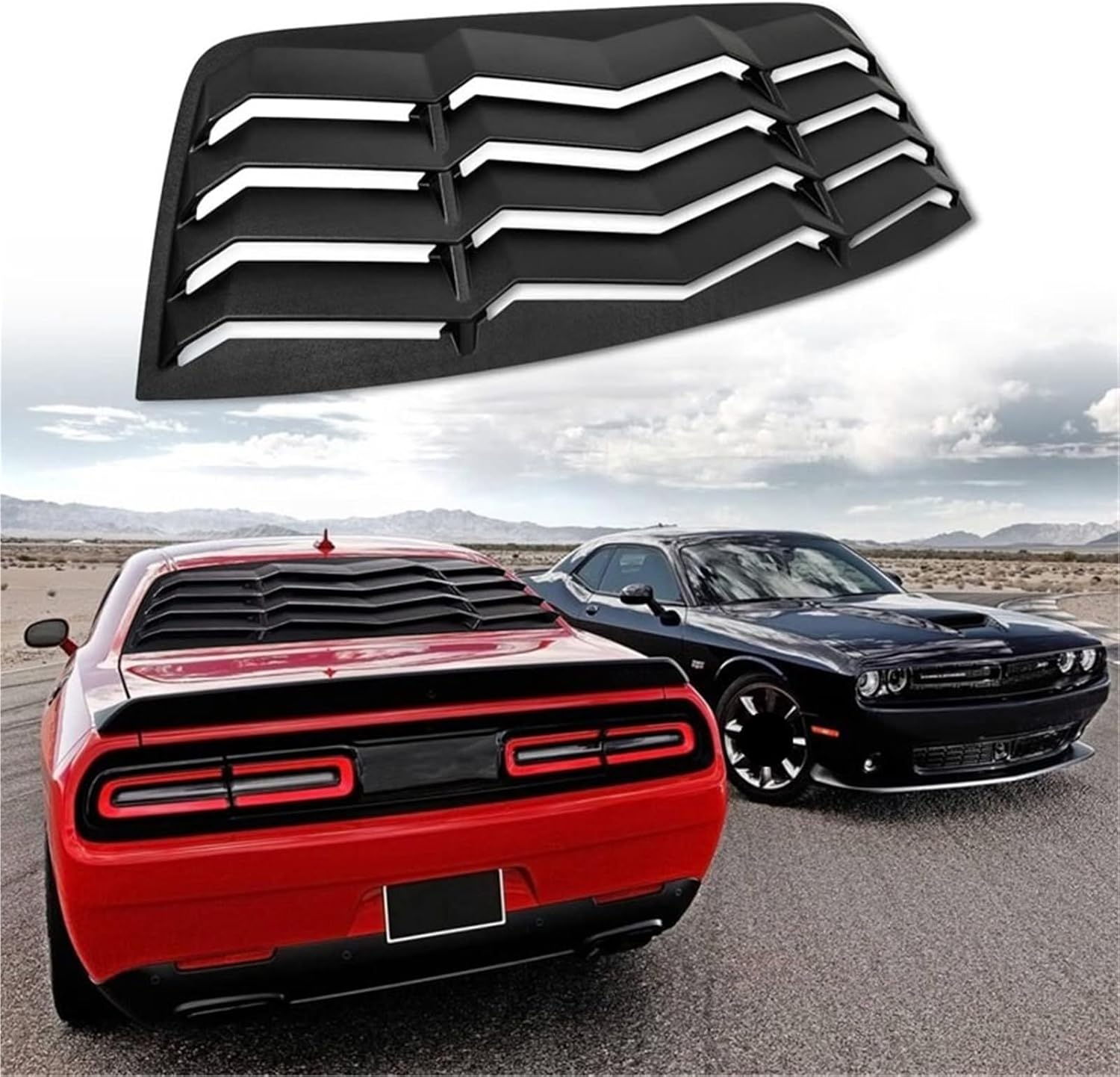 Rear Window Louver ABS Windshield Sun Shade Cover Compatible For Dodge Challenger 2008-2023 In GT Lambo Style Matte Black