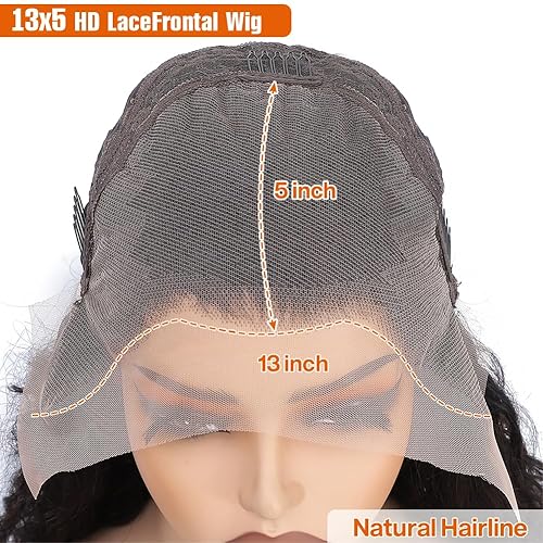 Miniatura 2 de Pelucas de cabello humano ondulado profundo con encaje frontal de 13 x 5, densidad del 200 %, peluca frontal de onda profunda, predepilada, HD