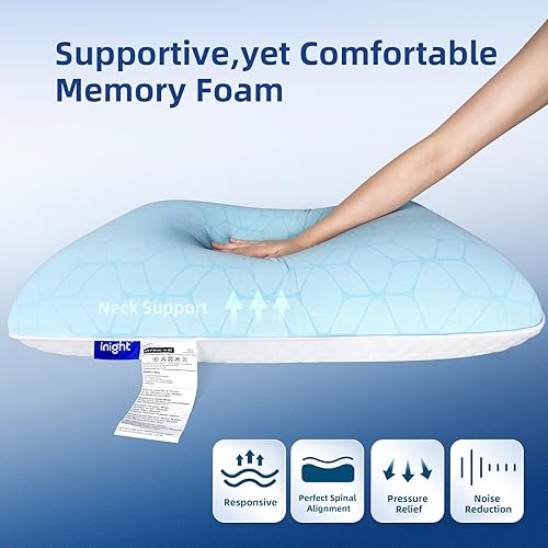 Miniatura 7 de inight Almohada refrescante, almohadas de espuma viscoelástica de gel refrescante, almohada refrescante para personas que duermen con calor,