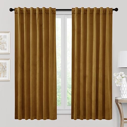 Miniatura 346 de RYB HOME - Cortinas de terciopelo beige, cortinas decorativas resistentes con pestaña trasera, cubierta de privacidad para oscurecer habitación