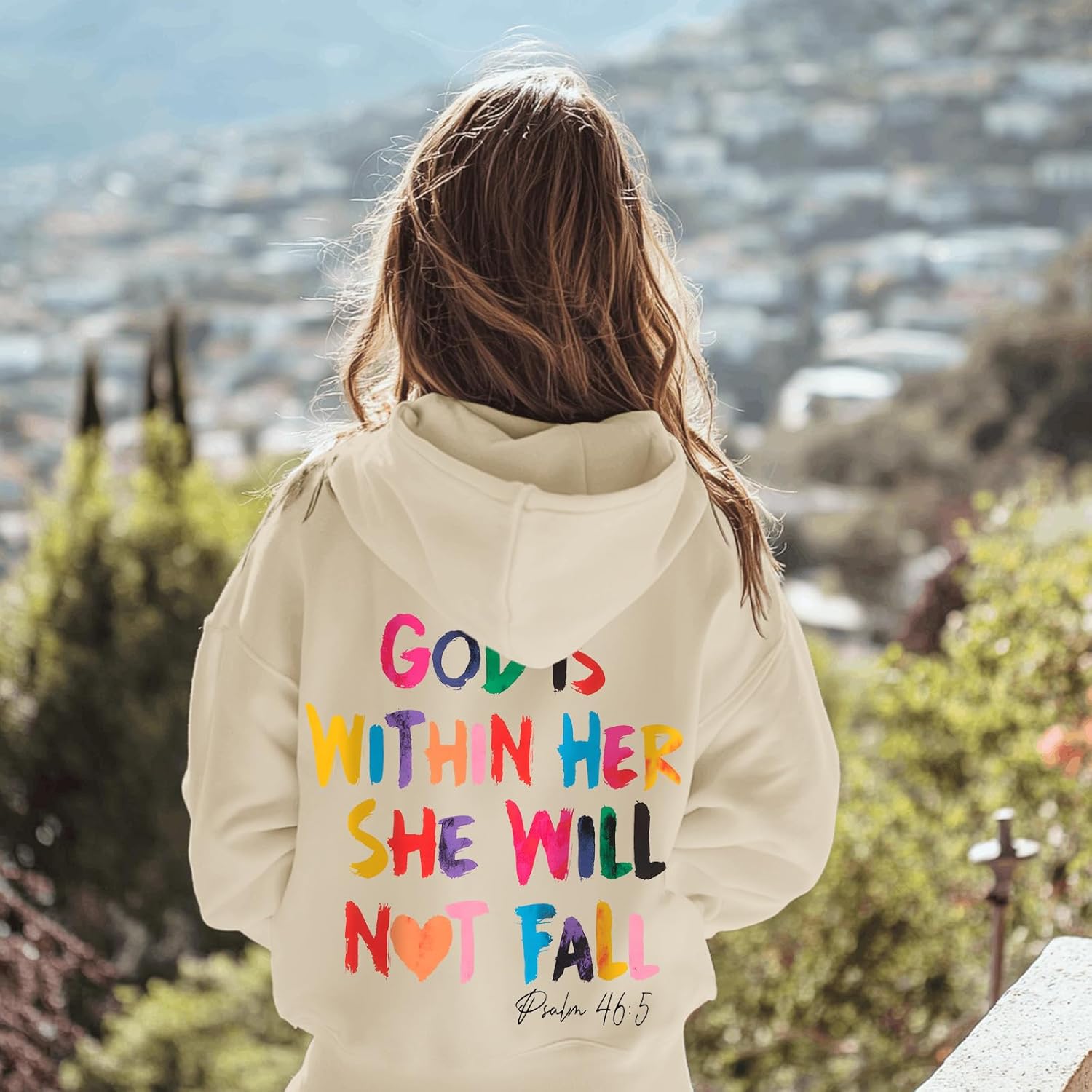 God is Within Her She Will Not Fall Hoodies for Girls Christian Jesus Sweatshirt Religious Bible Verse Preppy Top - Image 6